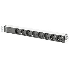 Пристрій розподілу електроживлення DIGITUS 1U, 8xSchuko, 10A, 250V, запобіжник, вилка C14