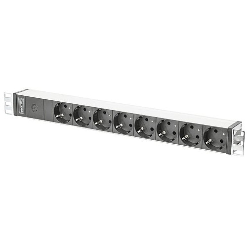 Устройство распределения электропитания DIGITUS 1U, 8xSchuko, 10A, 250V, предохранитель, вилка C14
