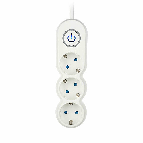 Удлинитель сетевой 2E Plus 3м, 3xТип F, 10A, бело-серый
