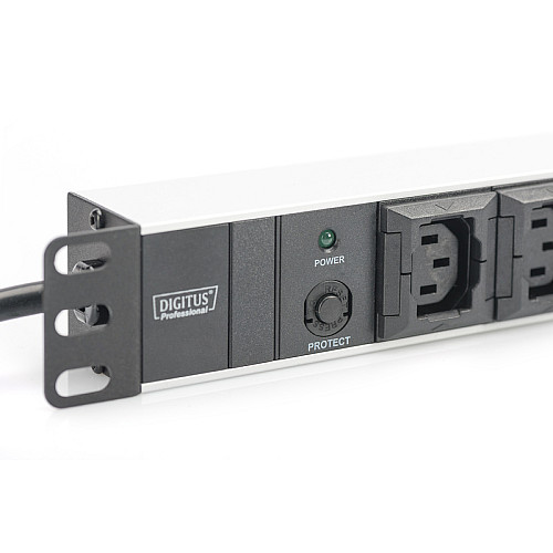 Пристрій розподілу електроживлення DIGITUS 1U, 10xC13, 10A, 250V, предохранитель, вилка C14