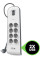 Подовжувач мережевий Belkin 2м, 8хТипF, 16А, 2xUSB-A 2.4A, фільтр, білий