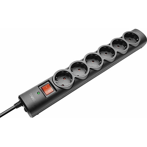 Разветвитель сетевой Trust Surge Guard, 1.8м, 4xТипF, черный