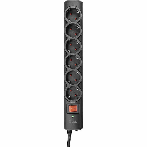 Разветвитель сетевой Trust Surge Guard, 1.8м, 4xТипF, черный