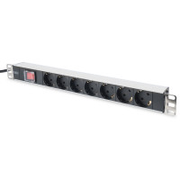 Пристрій розподілу електроживлення DIGITUS 1U, 7xSchuko, 16A, 250V, вимикач, вилка Schuko