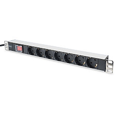 Пристрій розподілу електроживлення DIGITUS 1U, 7xSchuko, 16A, 250V, вимикач, вилка Schuko