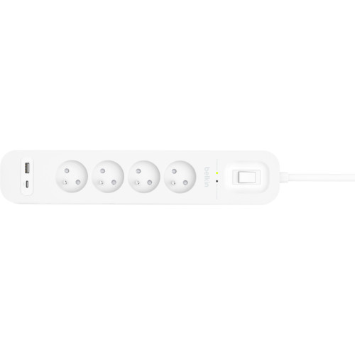 Подовжувач мережевий Belkin 2м, 4хТипE, 16А, USB-A/USB-C 18Вт, фільтр, білий
