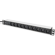 Пристрій розподілу електроживлення DIGITUS 1U, 10xC13, 10A, 250V, предохранитель, вилка C14