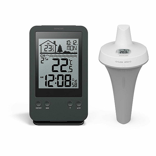 Метеостанция для бассейна Sencor, внутр/наруж измерения, AAx2+AAx2, темп-ра, черный