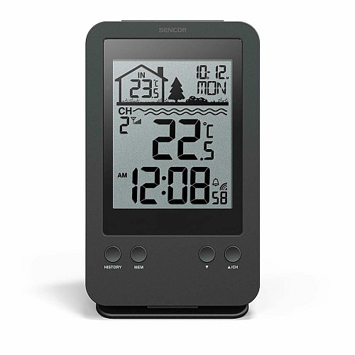 Метеостанция для бассейна Sencor, внутр/наруж измерения, AAx2+AAx2, темп-ра, черный