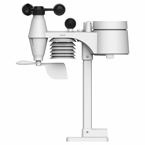 Метеостанция Sencor, внутр/наруж измерения, от сети/CR2032x1+AAx3, темп-ра, влажность, время, прогноз погоды, атмосферное давление, шв. ветра, черный