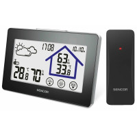 Метеостанція Sencor, внутр/зовн вимірювання, АААх3+ААх2, темп-ра, вологість, час, прогноз погоди, чорний