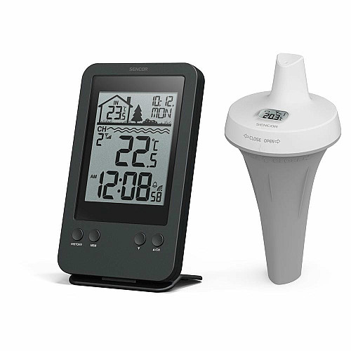 Метеостанция для бассейна Sencor, внутр/наруж измерения, AAx2+AAx2, темп-ра, черный