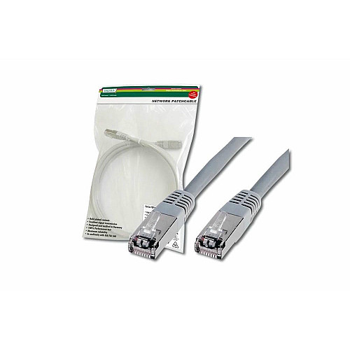 Патч-корд DIGITUS CAT 5e SF-UTP, 1м, AWG 26/7, Cu, PVC, сірий