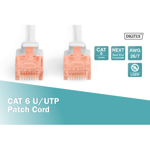 Патч-корд DIGITUS CAT 6 UTP, 3м, AWG 26/7, CCA, PVC, сірий