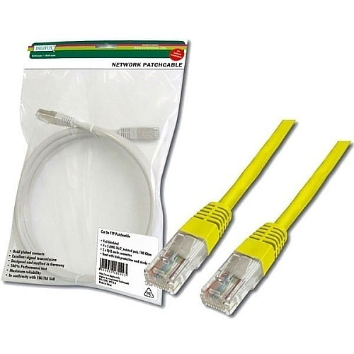 Патч-корд DIGITUS CAT 5e UTP, 3м, AWG 26/7, Cu, PVC, жовтий