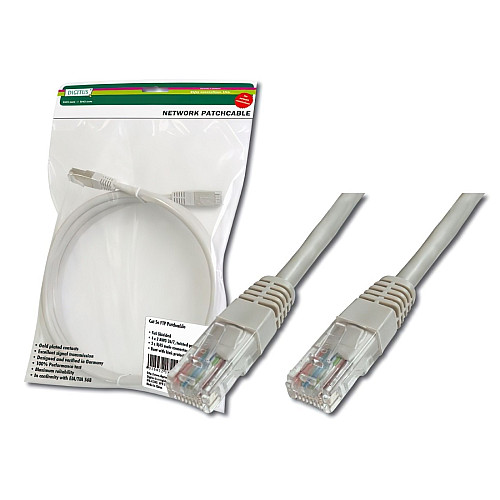 Патч-корд DIGITUS CAT 5e UTP, 2м, AWG 26/7, Cu, PVC, сірий