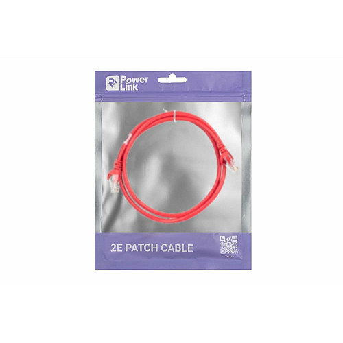 Патч-корд 2E САТ 5e, UTP, 1м, 26AWG, RJ45, 7/0.16, Cu, PVC, красный
