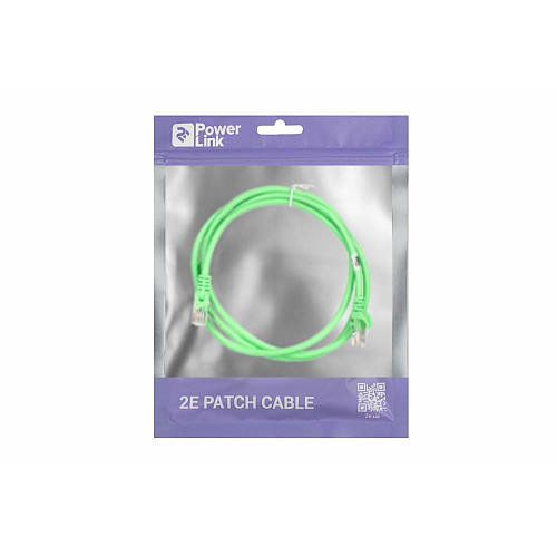 Патч-корд 2E САТ 5e, UTP, 1.50м, 26AWG, RJ45, 7/0.16, CCA, PVC, зеленый