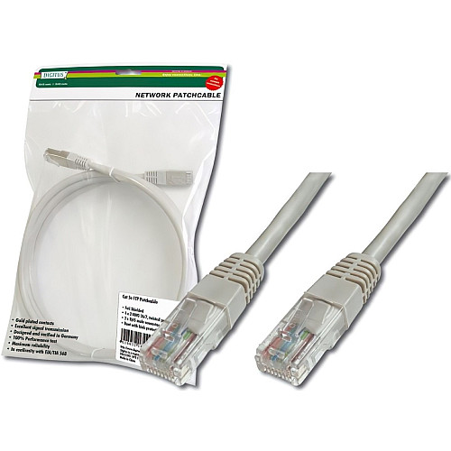 Патч-корд DIGITUS CAT 5e UTP, 2м, AWG 26/7, Cu, PVC, сірий