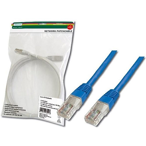 Патч-корд DIGITUS CAT 5e UTP, 5м, AWG 26/7, Cu, PVC, синій