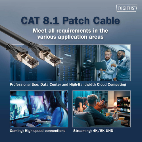 Патч-корд DIGITUS CAT 8.1 S-FTP, 3м, AWG 24/7, LSZH, чорний