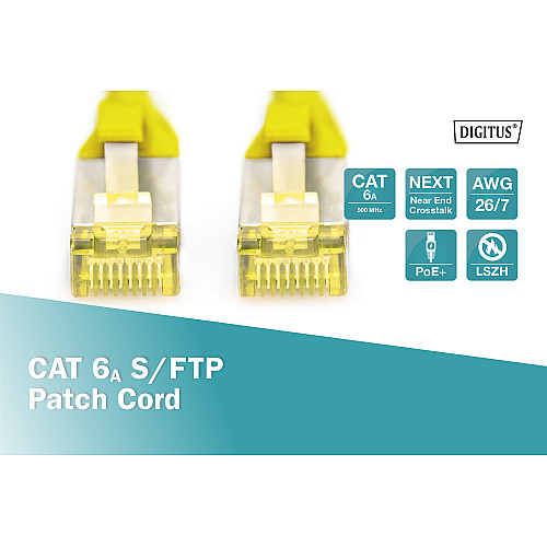 Патч-корд DIGITUS CAT 6a S-FTP, 1м, AWG 26/7, Cu, LSZH, жовтий