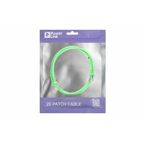 Патч-корд 2E САТ 5e, UTP, 1.20м, 26AWG, RJ45, 7/0.16, CCA, PVC, зелений