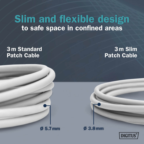 Патч-корд DIGITUS CAT 6a F-FTP Sliim, 0,3 м, AWG 32/7, Cu, LSZH, сірий