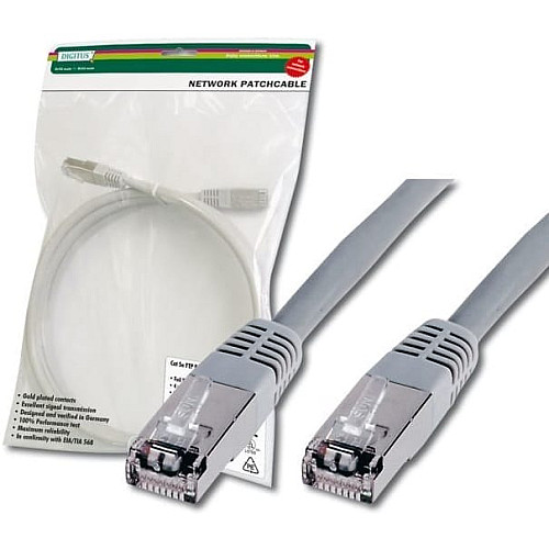 Патч-корд DIGITUS CAT 5e SF-UTP, 0.5м, AWG 26 / 7, Cu, PVC, сірий