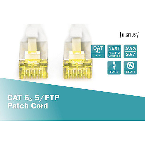 Патч-корд DIGITUS CAT 6a S-FTP, 15м, AWG 26/7, Cu, LSZH, серый