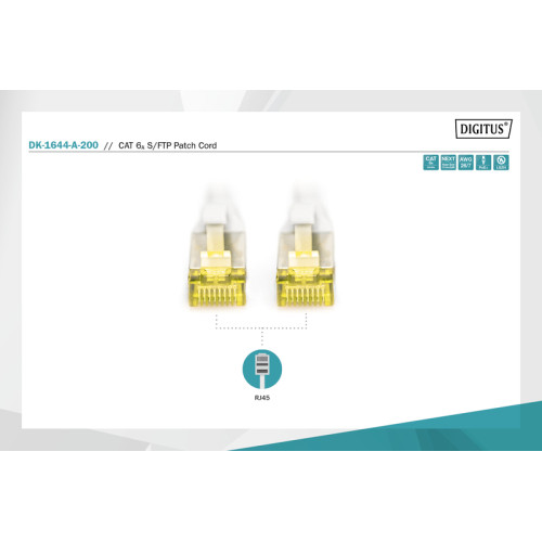 Патч-корд DIGITUS CAT 6а SF-UTP, 20м, AWG 26/7, Cu, LSZH, сірий
