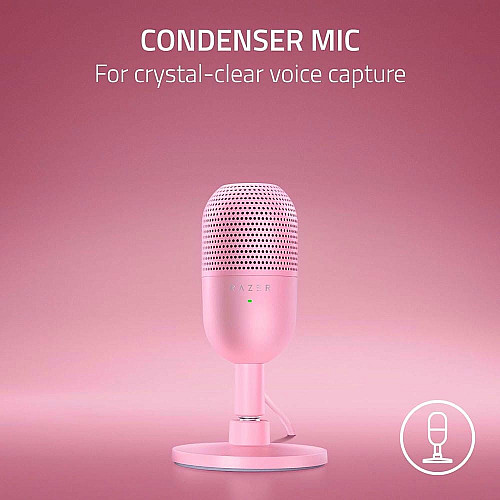 Мікрофон геймінговий Razer Seiren V3 Mini, Omni, USB-A, 1.2м, quartz
