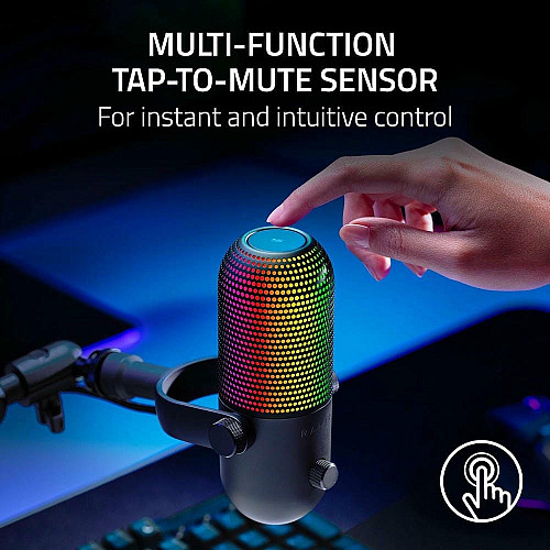 Микрофон гейминговый Razer Seiren V3 Chroma, Uni, RGB, USB-A, 2м, черный