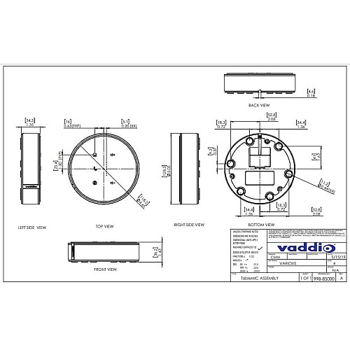 микрофон настольный Vaddio TableMIC белый