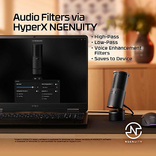 Микрофон гейминговый HyperX SoloCast 2, Omni, USB-A, 2м, NGenuity, черный