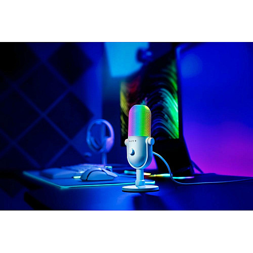 Мікрофон геймінговий Razer Seiren V3 Chroma, Uni, RGB, USB-A, 2м, білий