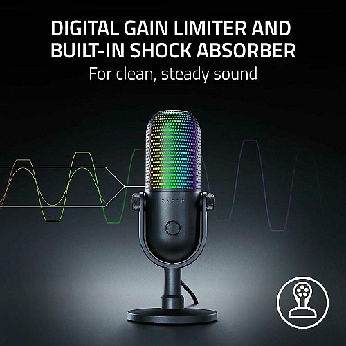 Микрофон гейминговый Razer Seiren V3 Chroma, Uni, RGB, USB-A, 2м, черный