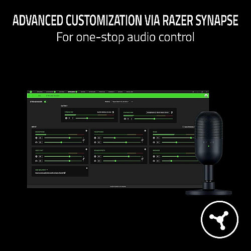 Микрофон гейминговый Razer Seiren V3 Mini, Omni, USB-A, 1.2м, черный