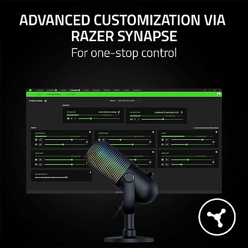 Микрофон гейминговый Razer Seiren V3 Chroma, Uni, RGB, USB-A, 2м, черный