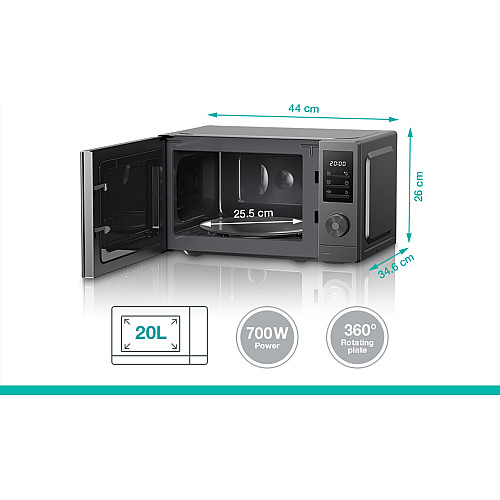 Мікрохвильова піч Gorenje, 20л, електр. керув., 700Вт, дисплей, нерж