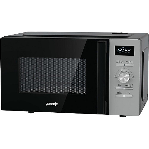Мікрохвильова піч Gorenje, 20л, електр. керув., 800Вт, гриль, дисплей, 11 програм, нерж