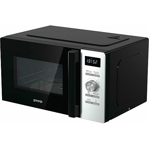 Мікрохвильова піч Gorenje, 20л, електр. керув., 800Вт, гриль, дисплей, 11 програм, нерж