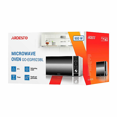 Микроволновая печь ARDESTO, 23л, электр.управл., 900Вт, гриль, дисплей, откр.кнопкой, черный