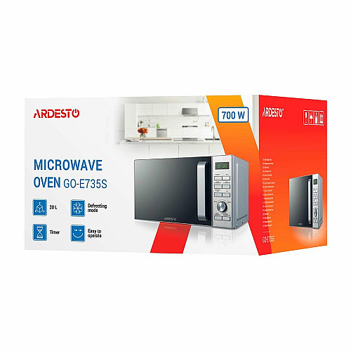Микроволновая печь ARDESTO, 20л, электр.управл., 700Вт, дисплей, откр.ручкой, серебристый