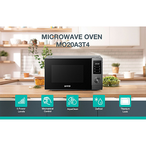 Мікрохвильова піч Gorenje, 20л, електр. керув., 700Вт, дисплей, нерж