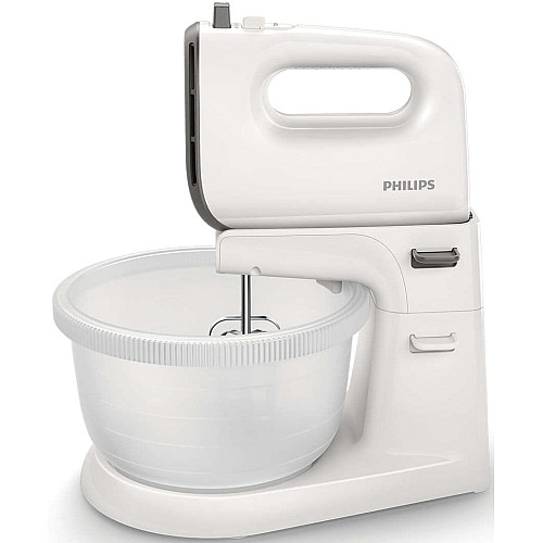 Міксер Philips стаціонарний Viva Collection 450Вт, насадки-4, чаша-пластик, 3л, біло-сірий