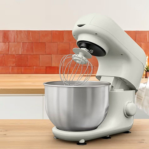 Миксер Tefal планетарный Bake Essential 800Вт, насадки-3, чаша-нерж., металл, 4.8л, белый