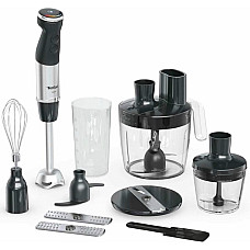 Блендер Tefal заглибний Quickchef+, 1000Вт, 4в1, чаша-800мл, чопер-500мл, кухонний комбайн 5в1, турборежим, сіро-чорний