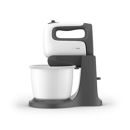 Міксер Tefal стаціонарний  Prep'Mix+ Standbowl 500Вт, насадки-4, чаша-пластик, 2.5л, турборежим, біло-сірий
