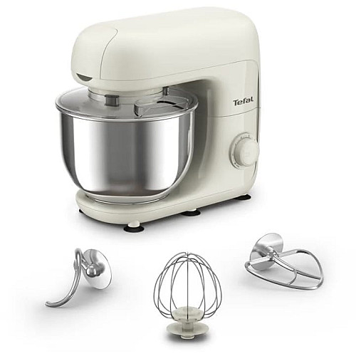 Миксер Tefal планетарный Bake Essential 800Вт, насадки-3, чаша-нерж., металл, 4.8л, белый